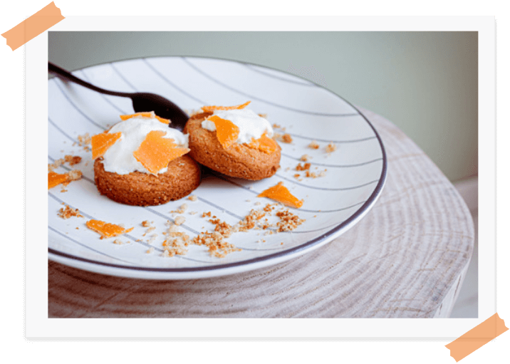 Palet breton et crème à la mimolette